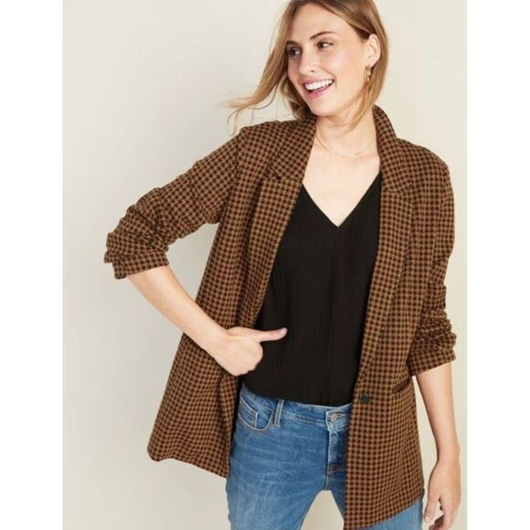 OLD NAVY Jacquard Houndstooth Boyfriend Blazer Small - Picture 1 of 8